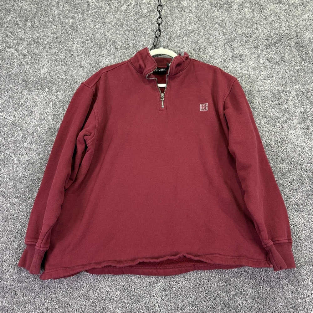Diport USA Sweatshirt Mens Medium Red 1/4 Zip Fleece Pullover Mock Neck Logo